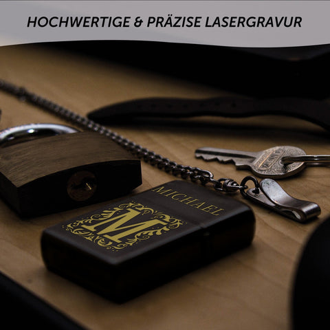 eFinesse x ZIPPO Spersonalizowana zapalniczka sztormowa - Inicjały - Wiatroodporna i trwała - Możliwość ponownego napełnienia