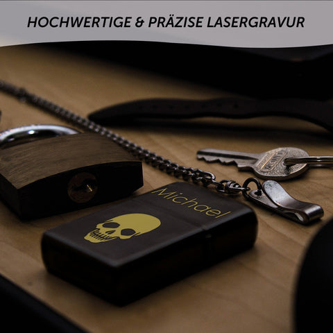eFinesse x ZIPPO Spersonalizowana zapalniczka sztormowa - Własny tekst i ikona - Wiatroodporna i trwała - Możliwość wielokrotnego napełniania