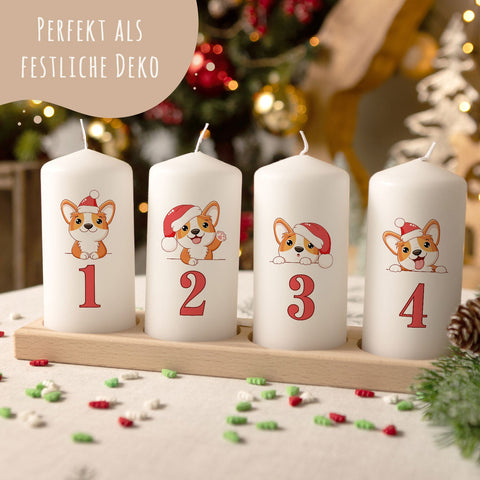 Petites bougies « Chiens de l'Avent » – Set de 4 bougies de l'Avent