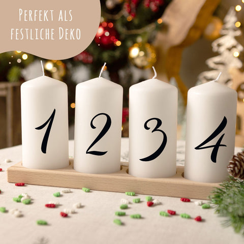 Petites bougies de l'Avent chiffrées - Bougies de l'Avent en lot de 4