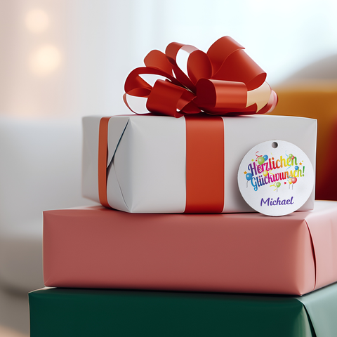 Drewniana zawieszka prezentowa - Gratulacje - Personalizowana imieniem