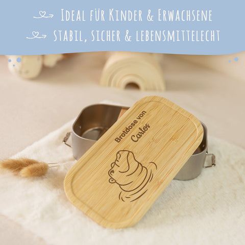 Boîte à lunch avec couvercle gravé pour enfants au design "Hippopotame"