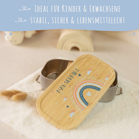 Boîte à tartines avec couvercle pour enfants avec impression UV "Arc-en-ciel"