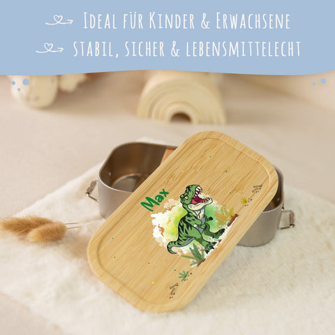 Boîte à goûter pour enfants avec couvercle, impression UV "T-Rex"
