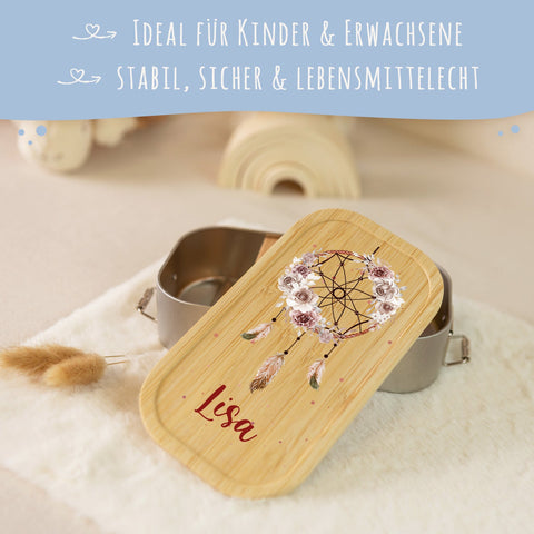 Brotdose mit Deckel für Kinder mit UV-Druck im "Traumfänger" Design