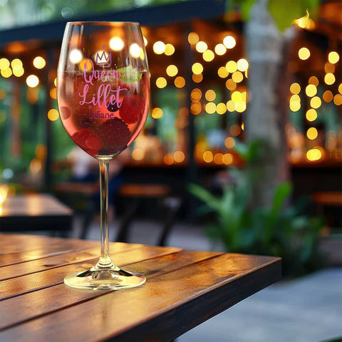 Kieliszek do wina Leonardo z nadrukiem UV - „Queen Lillet” z imieniem na życzenie