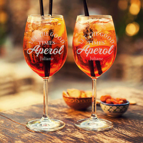Kieliszek do wina Leonardo z grawerem — „Let the good times Aperol” z imieniem