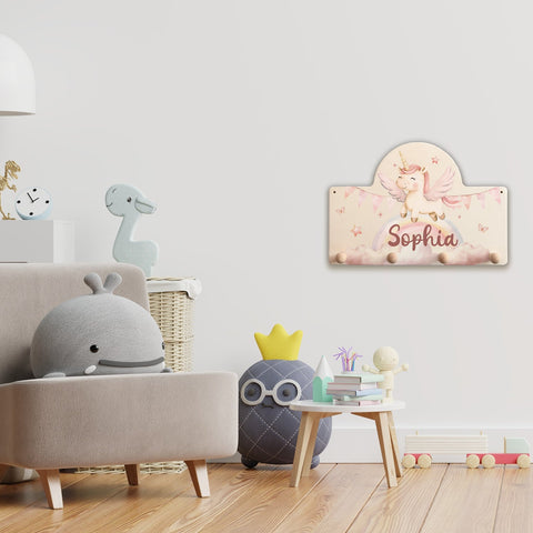 Personalisierte Garderobe fürs Kinderzimmer - Einhorn
