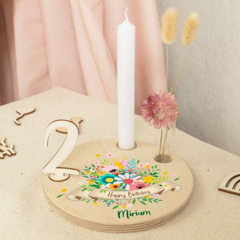 Assiette d'anniversaire imprimée pour enfants - Fleurs