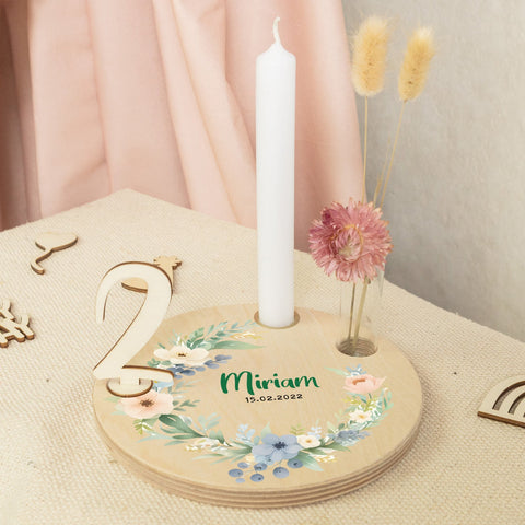 Assiette d'anniversaire imprimée pour enfants - Couronne de fleurs