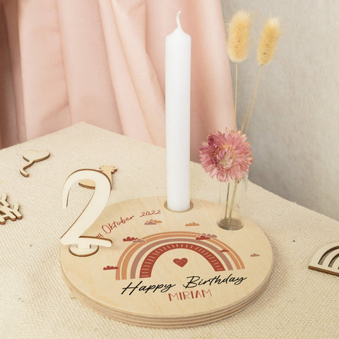 Assiette d'anniversaire imprimée pour enfants - Arc-en-ciel