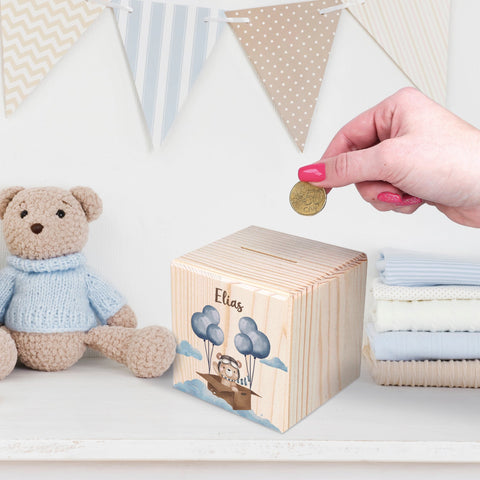 Tirelire en bois - Ourson