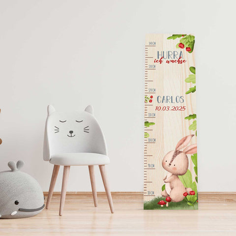 Toise murale enfant personnalisable en bois - Animaux de la forêt