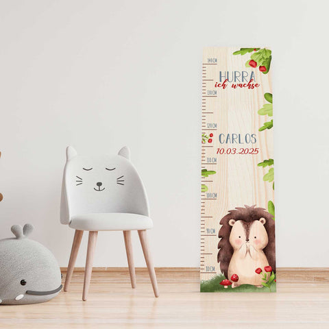 Toise murale enfant personnalisable en bois - Animaux de la forêt