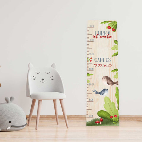 Toise murale enfant personnalisable en bois - Animaux de la forêt