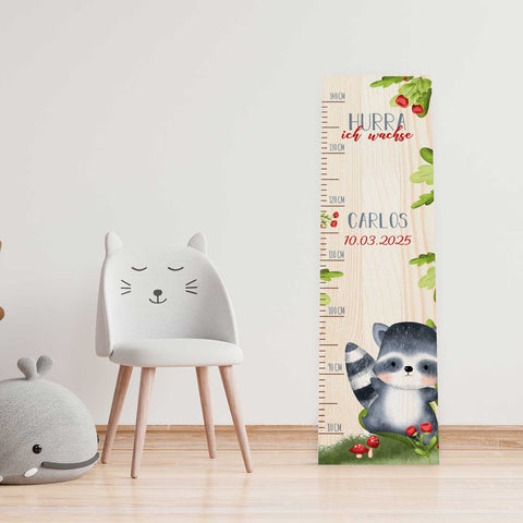 Toise murale enfant personnalisable en bois - Animaux de la forêt