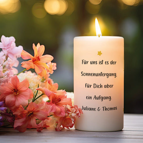 Kleine Kinder Trauerkerze "Regenbogen Fuchs"