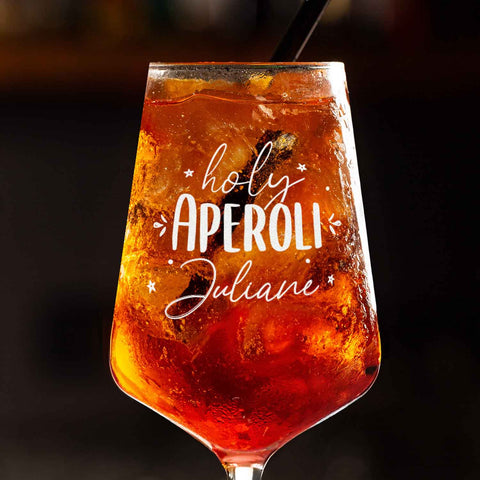 Verre à vin Leonardo gravé "Holy Aperoli" avec nom