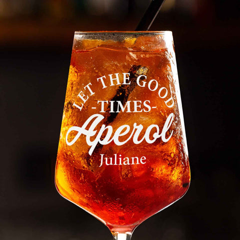 Kieliszek do wina Leonardo z grawerem — „Let the good times Aperol” z imieniem