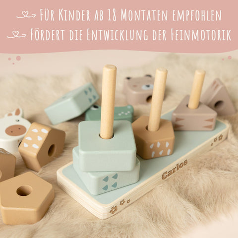 Drewniana wieża do układania (kwadratowa) Jollein - personalizowana imieniem
