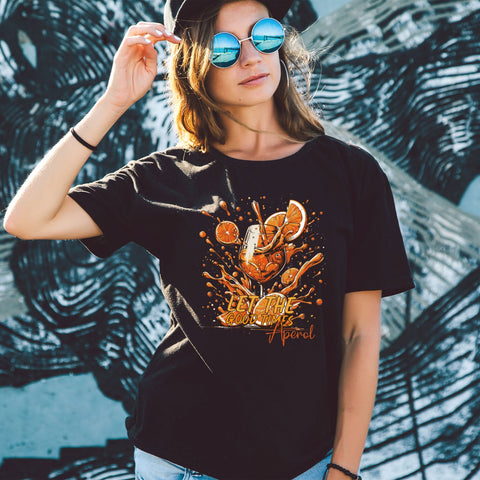 Damski T-shirt z nadrukiem - Let the good times aperol
