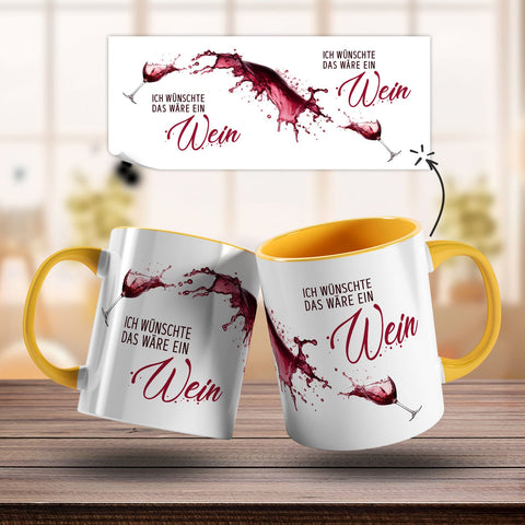 Bedruckte Tasse mit Wein Motiv - Ich wünschte das wäre ein Wein