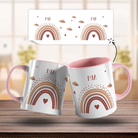 Bedruckte Tasse - Regenbogen - Personalisiert mit Namen - Für Mädchen und Jungen