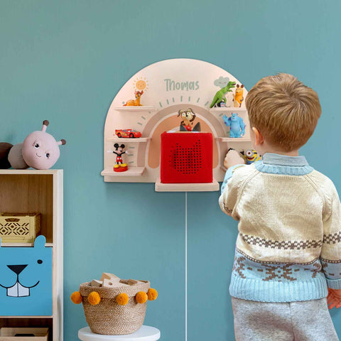Étagère Toniebox pour chambre d'enfant - Arc-en-ciel Pastel - Personnalisée avec nom