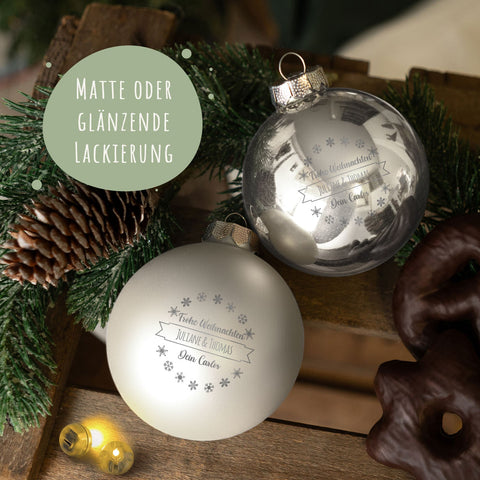 Boule de Noël gravée avec texte personnalisé