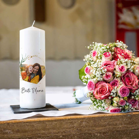 Duża świeca z nadrukiem i zdjęciem - Najlepsza Mama V2