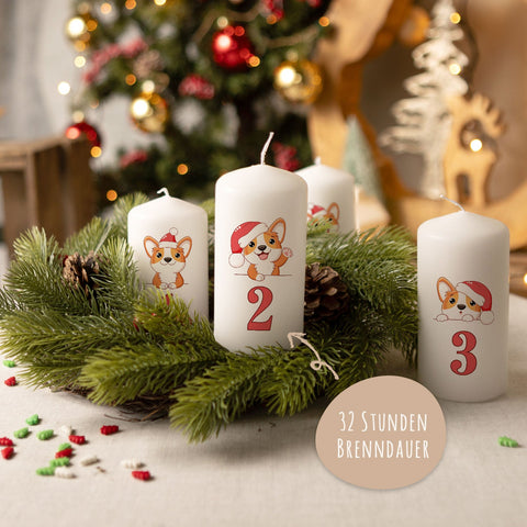 Petites bougies « Chiens de l'Avent » – Set de 4 bougies de l'Avent
