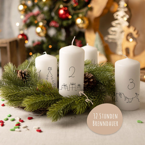 Kleine Kerzen "Advent Linie" - Adventskerzen im 4er Set