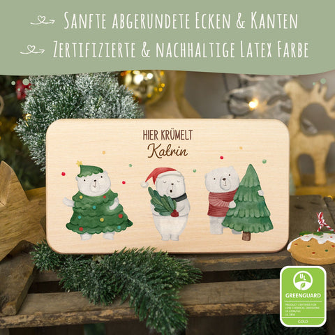 Deska śniadaniowa na Boże Narodzenie - Niedźwiedzie polarne - personalizowana z imieniem