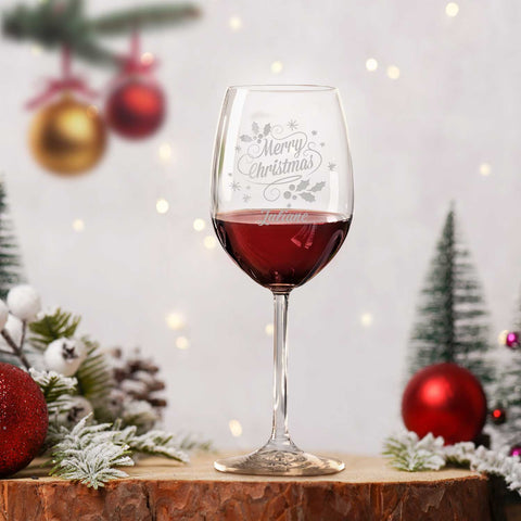 Leonardo Weinglas mit Gravur - Merry Christmas Swirls