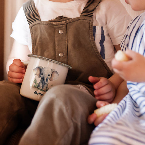Tasse émaillée pour enfants - Animaux - Personnalisée avec nom