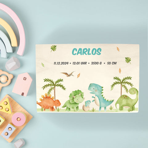 Boîte à souvenirs pour enfants avec impression UV - Groupe de dinosaures