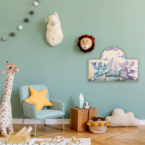 Porte-manteau personnalisé pour chambre d'enfant - Dragon
