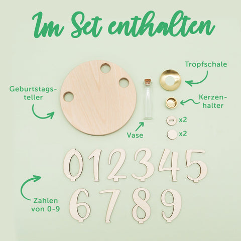 Bedruckter Geburtstagsteller für Kinder - Blumenkranz V2