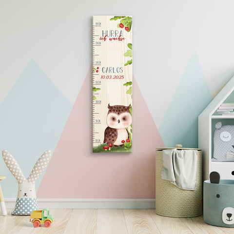 Toise murale enfant personnalisable en bois - Animaux de la forêt