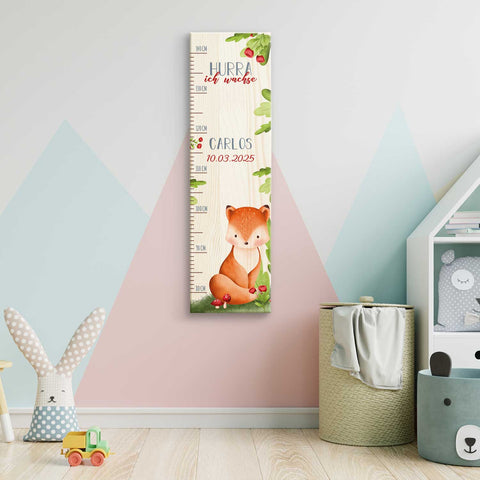 Toise murale enfant personnalisable en bois - Animaux de la forêt