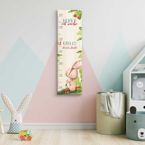Toise murale enfant personnalisable en bois - Animaux de la forêt