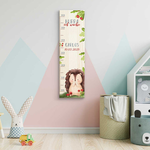 Toise murale enfant personnalisable en bois - Animaux de la forêt