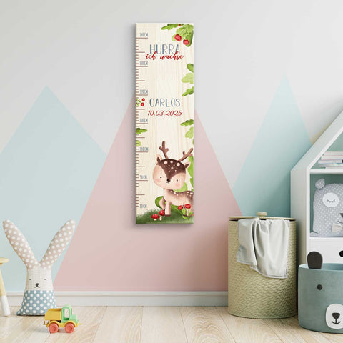 Toise murale enfant personnalisable en bois - Animaux de la forêt