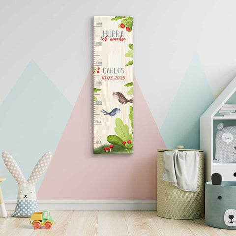 Toise murale enfant personnalisable en bois - Animaux de la forêt