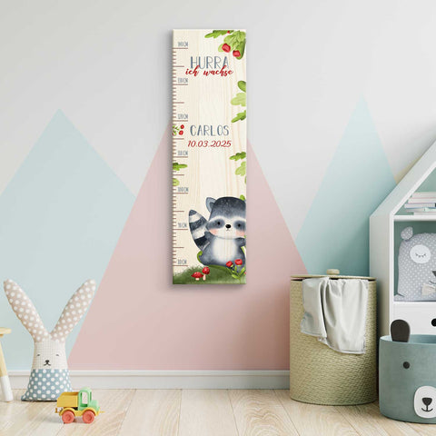 Toise murale enfant personnalisable en bois - Animaux de la forêt