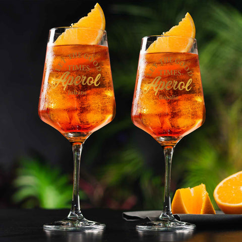 Verre à vin Leonardo avec impression UV - "Let the good times Aperol" avec prénom