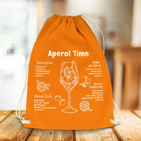 Kolorowy worek gimnastyczny z nadrukiem DTF – Przepisy na Aperol