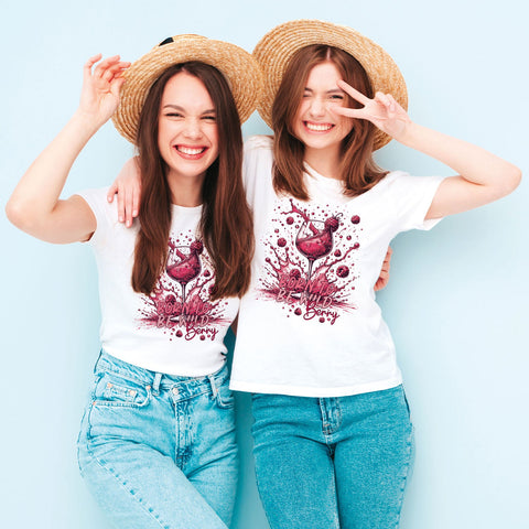 Damski T-shirt z nadrukiem - Born to be wild berry