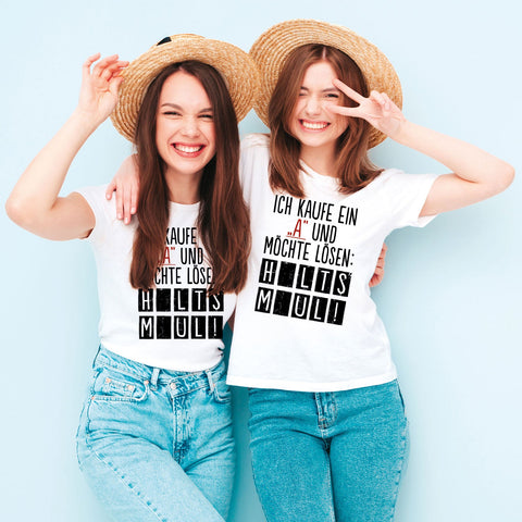T-shirt imprimé pour femme - J'achète un A