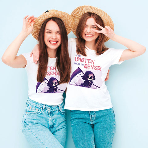 Damski T-shirt z nadrukiem - Tyle idiotów